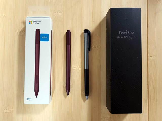 SurfaceペンとHeiyoペンを比較。