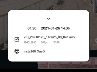 1分30秒の5.7K@30fpsの動画ファイルのサイズは1GB超え